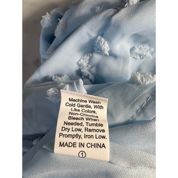 Light Blue Floral Textured Wrap Romper - Picture 5 of 5